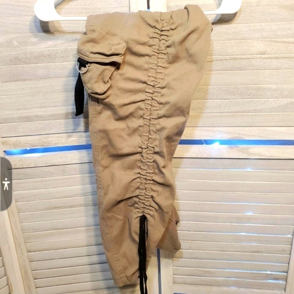 HOT & DELICIOUS Women's khaki Cargo Baggy Drawstring Legs Pants SIZE SMALL - Picture 7 of 8